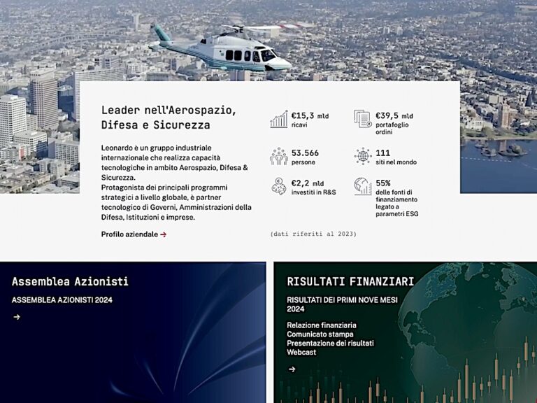 Leonardo confermata leader mondiale della sostenibilità nel settore Aerospazio, DIfesa e Sicurezza